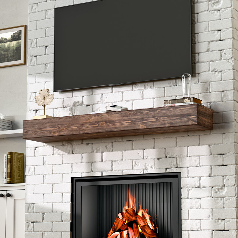 Fireplace Mantel, 60", Dark Brown Wood