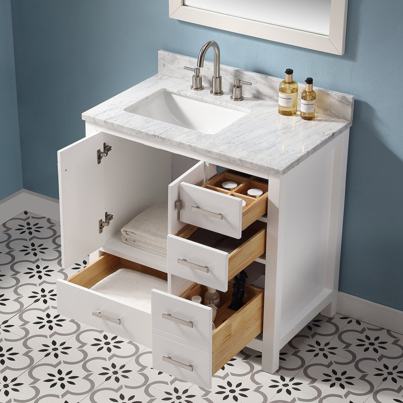 Ensemble de meuble-lavabo simple 36 po Whitney, Blanc, Nickel brossé