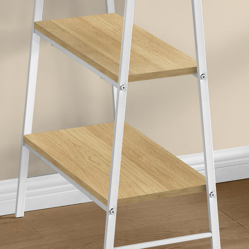 Contemporary Industrial-Style Computer Desk With Storage Shelves, Perfect For Home Office And Small Workspaces, Natural/White