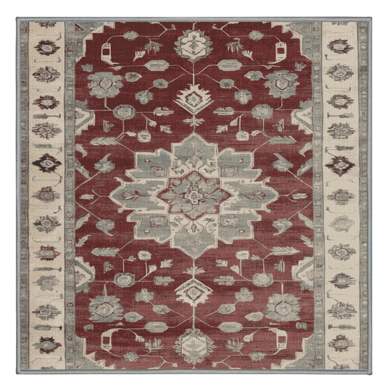 Machine Washable Overdyed Gray Area Rug, Square 7'