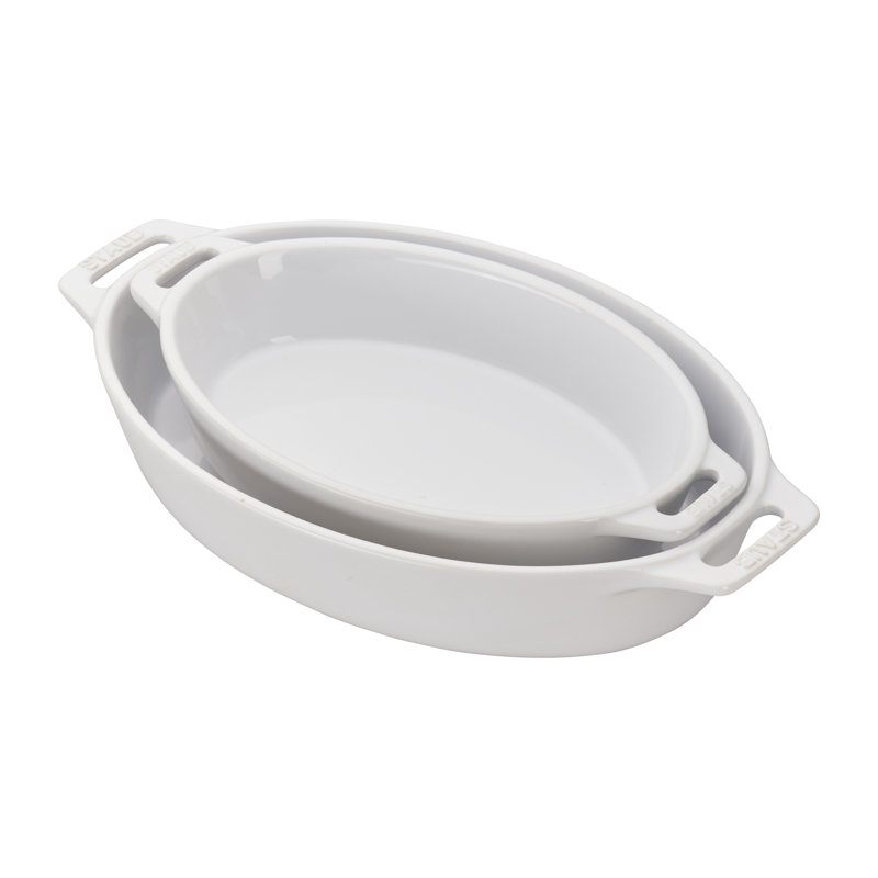 Staub Ceramic 2-piece Oval Baking Dish Set, White