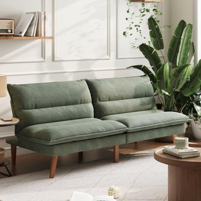  Torrence 71'' Upholstered Channel Tufted Corduroy Convertible Futon