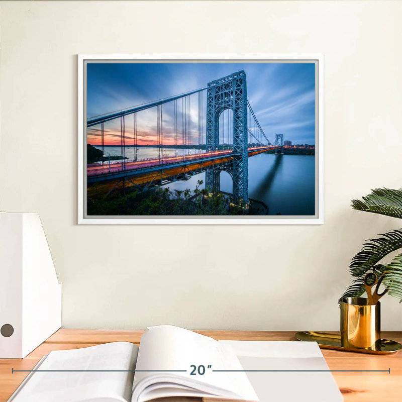 Pont George Washington à l'aube, Cadre flottant blanc, 13 po x 9 po