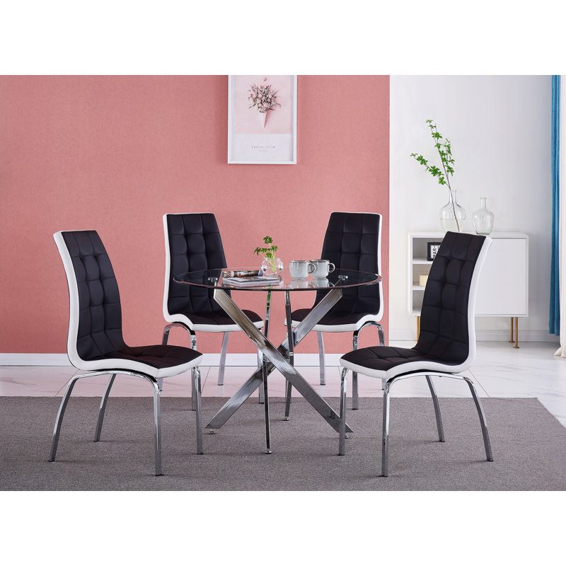 Nexus Dining Table with 4 Vienna Chairs, Black
