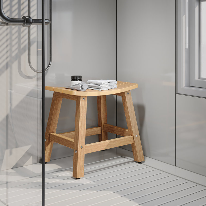 Makira 17.3'' W Manufactured Wood Shower Bench, Teak