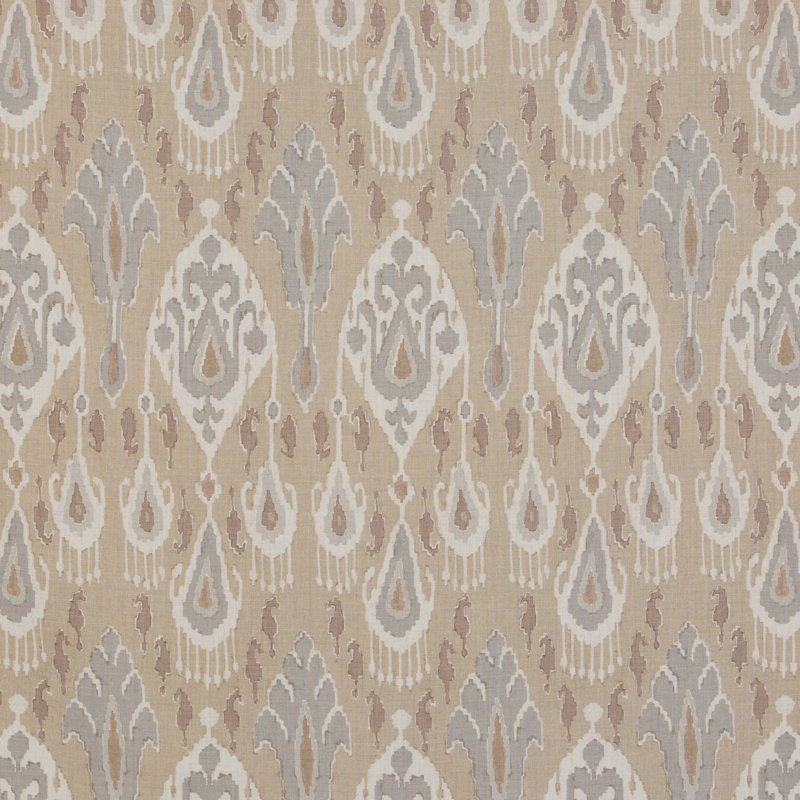 Caspian Bokhara 100% Linen Performance Fabric, Parchment