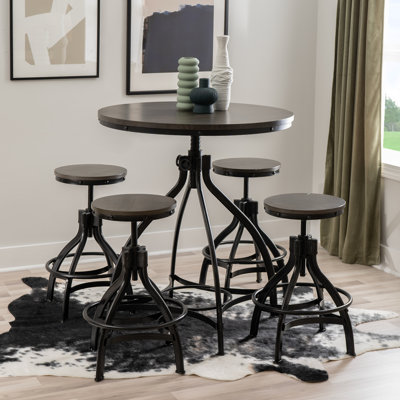 Kerome 5-piece Adjustable Round Bar Stool Set