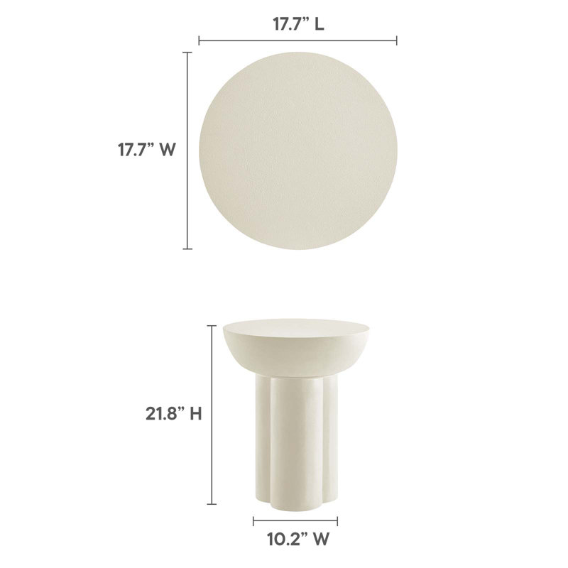 Caspian Round White Concrete and MDF Side Table