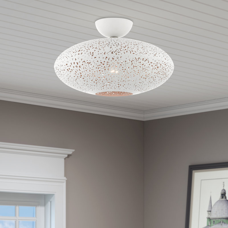 Plafonnier semi-encastré 1 lumière 16 po Bion, Blanc