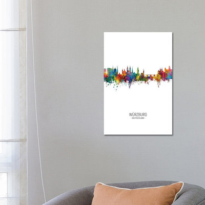 Wurzburg Deutschland Skyline Portrait by Michael Tompsett - Wrapped Canvas Rectangle Print