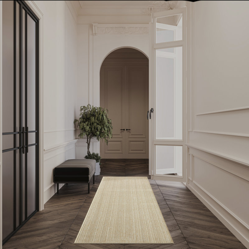 Cascio Geometric Indoor/Outdoor Area Rug, Runner 2'2" x 8', Cream