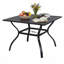 Table de salle à manger 37,01 po carrée noire en métal, table de bistro en acier antirouille avec trou pour parasol pour terrasse de jardin