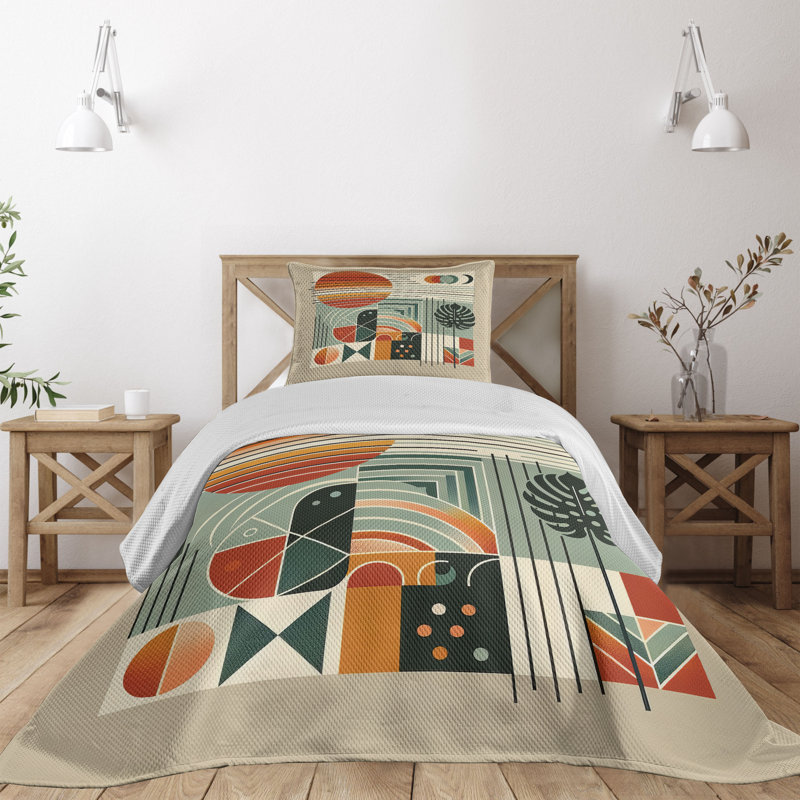 Polyester Abstract Coverlet, Twin Coverlet + 1 Standard Shams