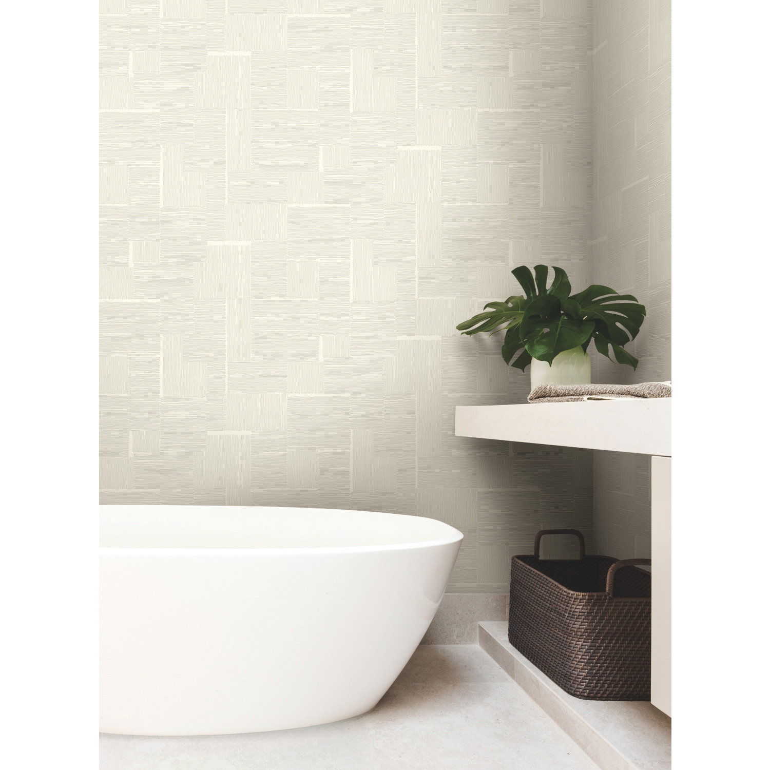 Alodee Geometric Wallpaper, Ivory