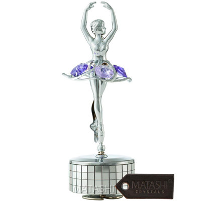 Figurine de boîte de musique enroulable chromé ballet dancer
