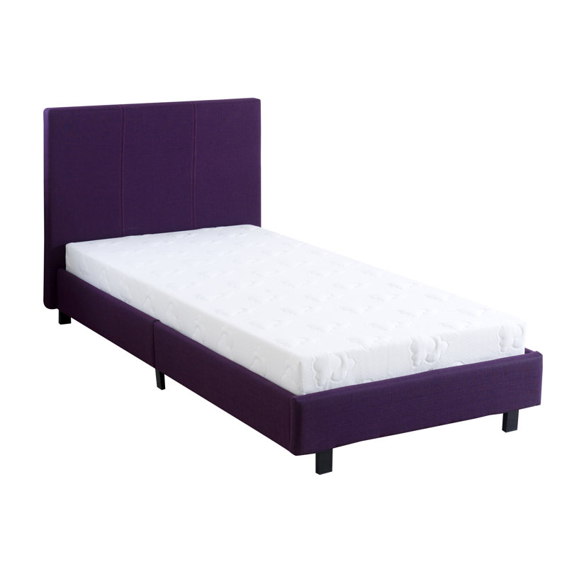 Morano Upholstered Bed with Mattress, Single (3'), Flex 1000, Purple