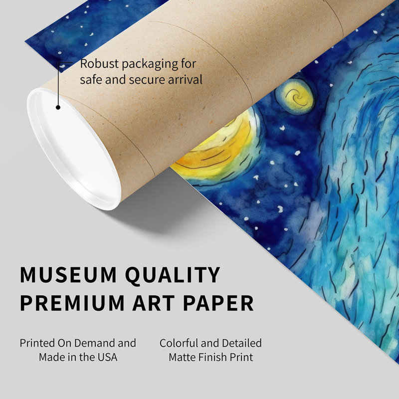 «Landscape and Nature Starry Night III», reproduction d'art moderne sans cadre, H 36 po x l 24 po