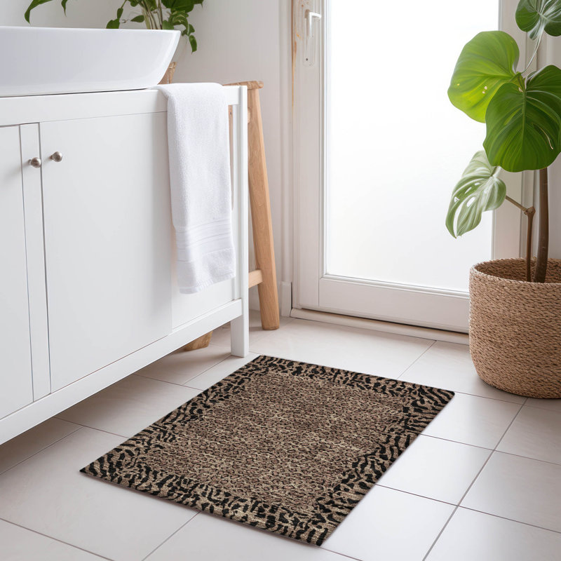 Machine Washable Indoor/Outdoor Claudian ACN1230 Brown Rug, Rectangle 1'8" x 2'6"