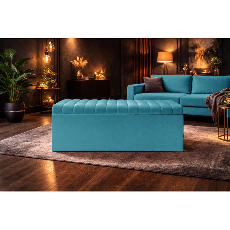 Royal Velvet Storage Ottoman Box with Hinged Lid | Lined Upholstered End of Bed Storage Bench | Soft  Close Storage Seat | Made in UK