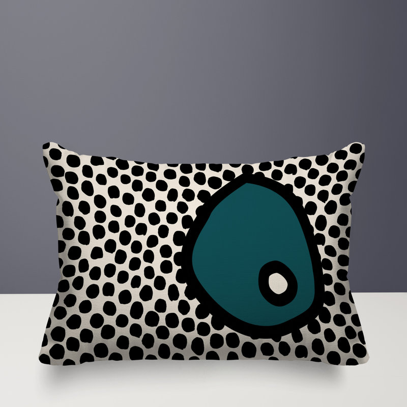 Coussin lombaire réversible intérieur / extérieur Jai Abstract, H 14 po x l 20 po, Émeraude