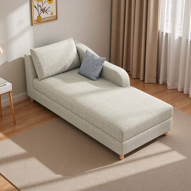 Méridiennes d'intérieur en bois Modern, Mélange de coton beige / mélange de lin, Orienté à gauche (vu de face)