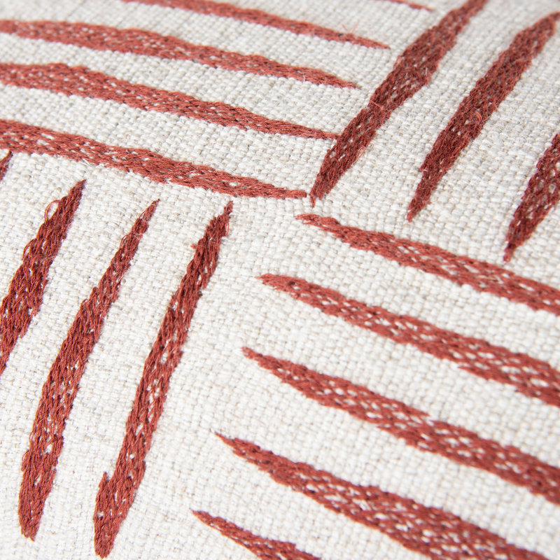 Cotton Poly Blend Throw Pillow, Down Alternative, Natural/Rust
