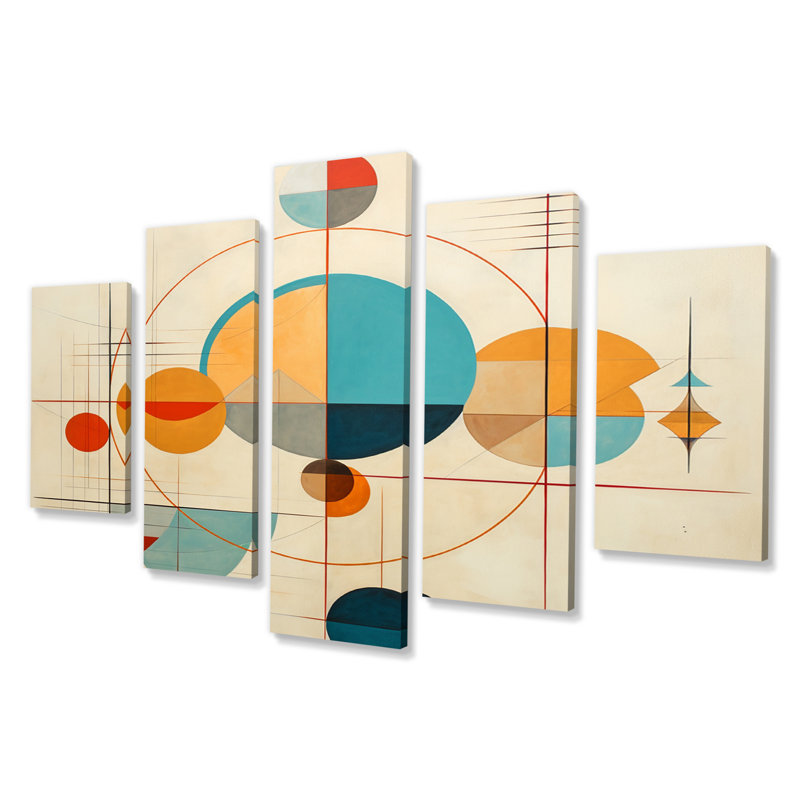 Distant Galaxies Midcentury Elegant Retro - Modern Midcentury, reproduction d'art sur toile - 5 panneaux