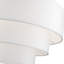 Lustre suspendu moyen en bronze 5 lumières avec abat-jour rigide en tissu blanc cassé fabriqué à la main-1678665280-1678665295
