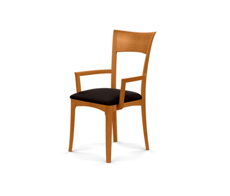Ingrid 19.25'' H Upholstered Cherry Armchair, Natural Cherry, Ebony