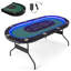 Foldable 10 Player Poker Table Casino Texas Holdem W/ Led Lights Usb Ports