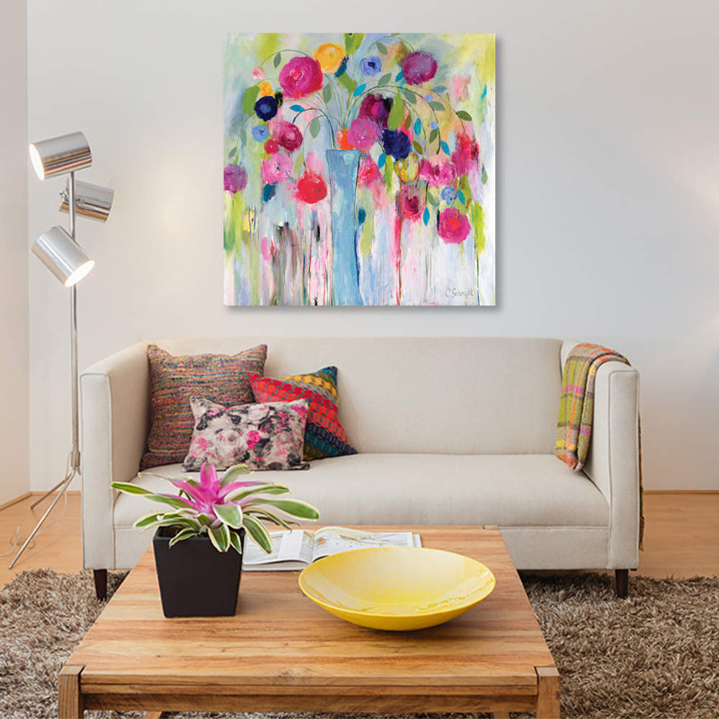 « joie de vivre », impression sur toile, H 12 po x l 12 po x P 1,5 po, Toile tendue, Pas de tapis