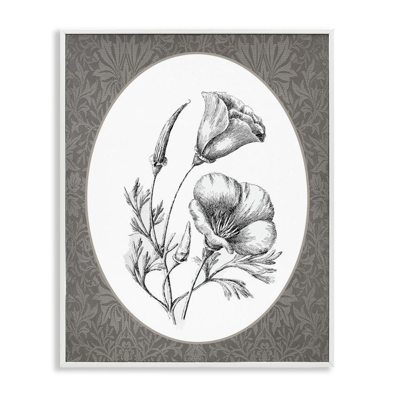 Reproduction d'art giclée encadrée de tulipes rétro en fleurs, design par lettré et doublé, H 14 po x l 11 po