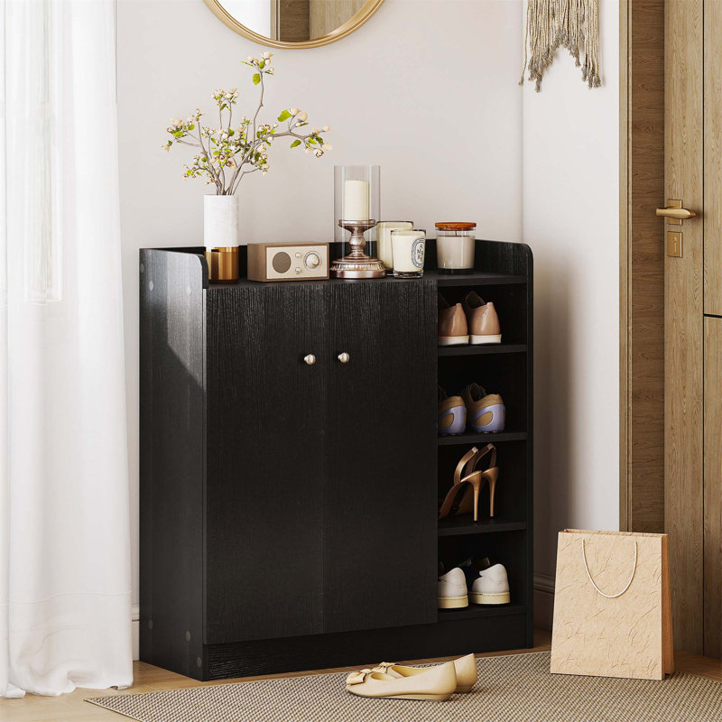 12 Pair Shoe Storage Cabinet, Black