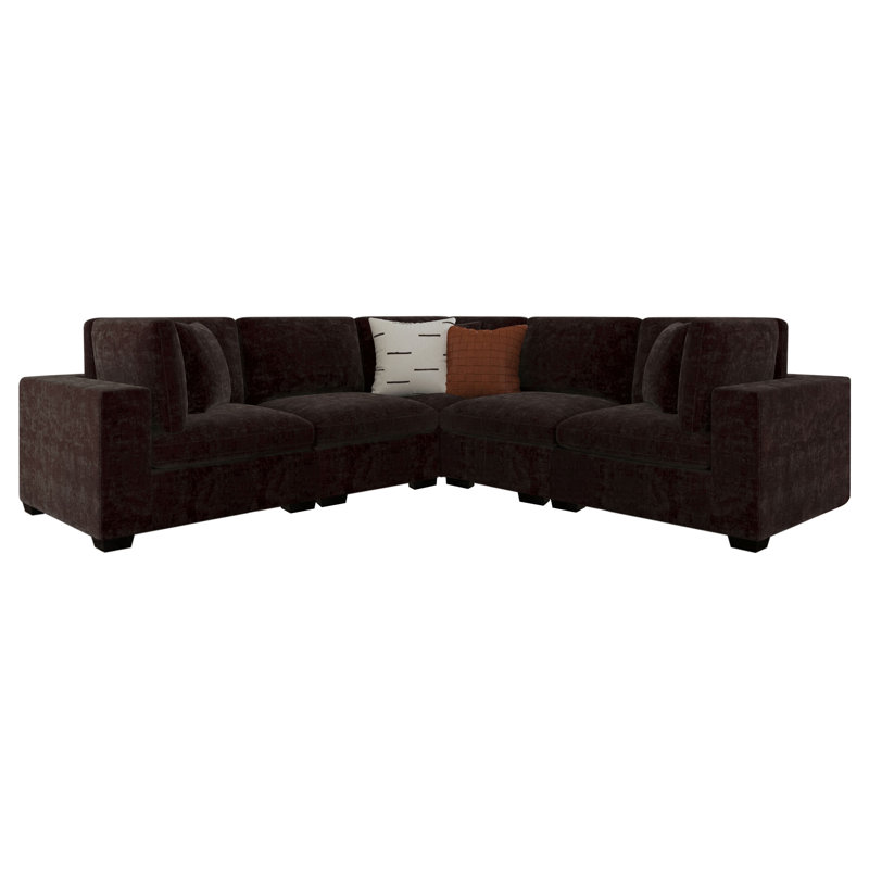 Tenchi 6-piece Upholstered Modular Sectional Chocolate, Dark Chocolate Fabric