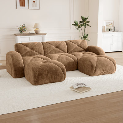 Canapé en velours avec repose-pieds mobile Boneless