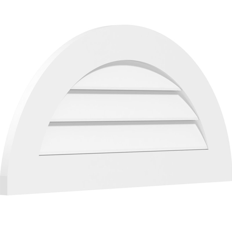 Fixation semi-ronde en surface: évent fonctionnel, cadre standard en PVC, H 24 po x l 12 po