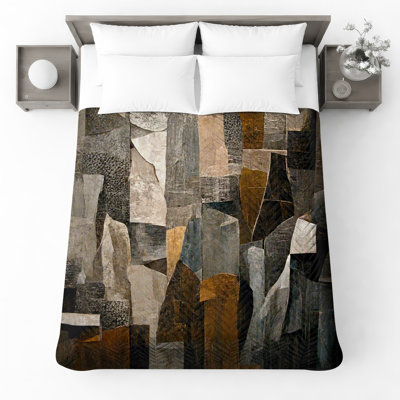 Couvre-lit matelassé à motif géométrique en pierre