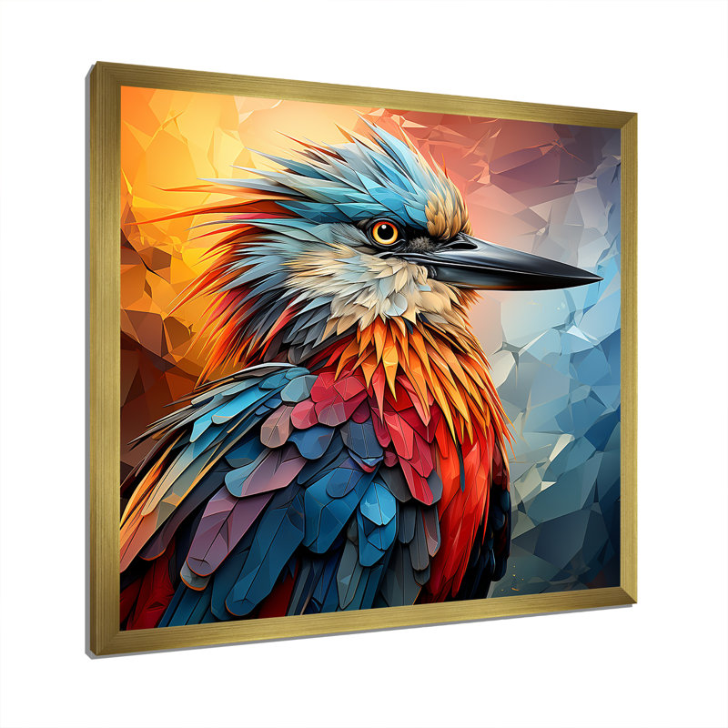 «Bird Cubist Skies I» sur toile, H 36 po x l 36 po x P 1,5 po, Cadre doré simple