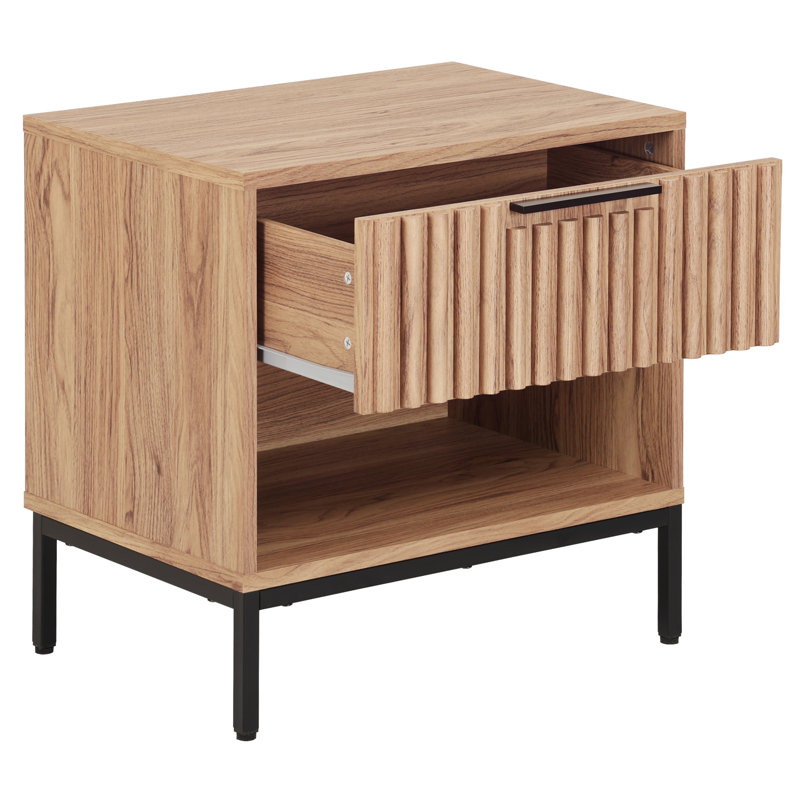 Lylia 1 Drawer Nightstand, Oak/Black