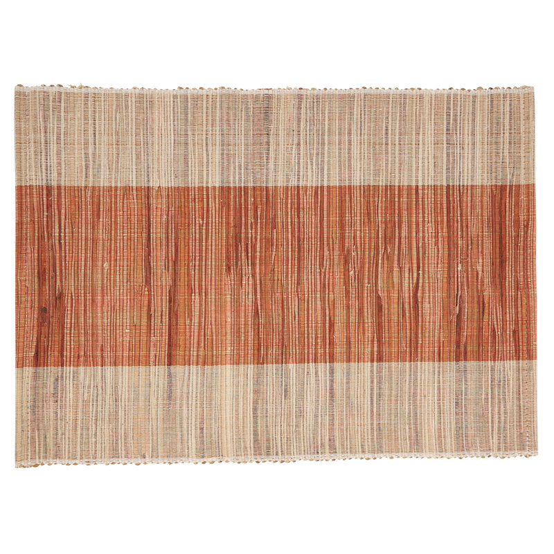 Rust and Beige Shimmering Banded Fabric Placemats Set of 4