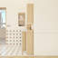 Ensemble de meuble-lavabo 4 pièces en chêne clair avec lavabo en céramique à bord mince, ensemble de meuble-lavabo avec armoires de rangement, panneaux de porte bicolores, ensemble KD
