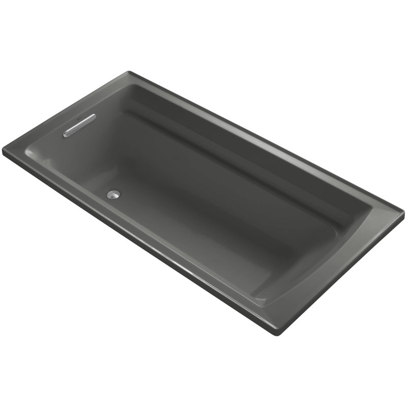 Archer 72" x 36" Drop-in Soaking Acrylic Bathtub with Heated, Thunder Gray