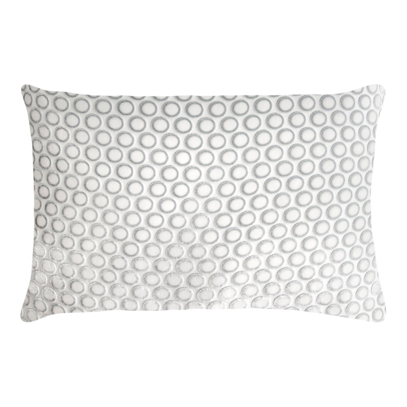 Dots Lumbar Velvet Pillow Cover & Insert, 14" x 20", White