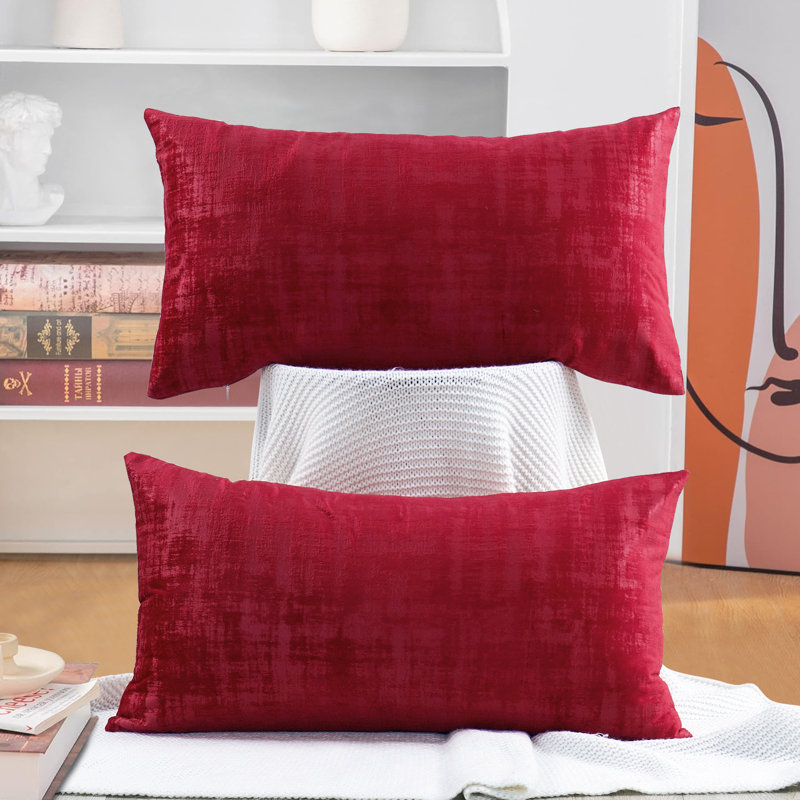 Housse de coussin rectangulaire en velours texturé, Rouge tango