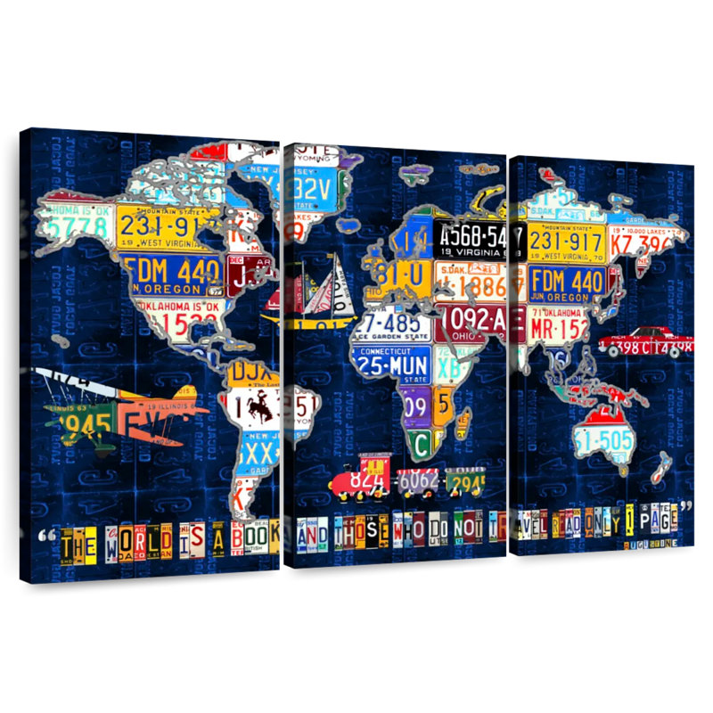 Aliaz World Map Augustine, 48" H x 74" W