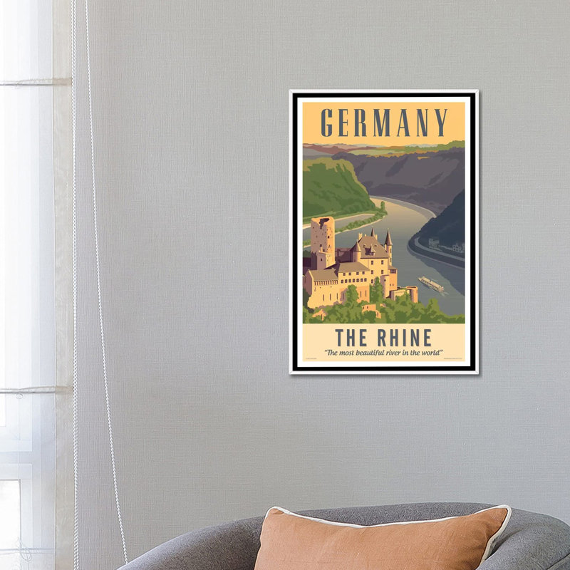 Germany Travel Poster by Jim Zahniser - Graphic Art, No Mat, 26" H x 18" W x 1.5" D, White Framed Canvas