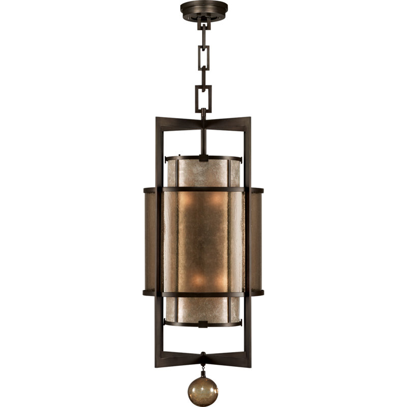 Luminaire suspendu cylindrique unique à 6 lumières singapour Moderne, Bronze patiné brun