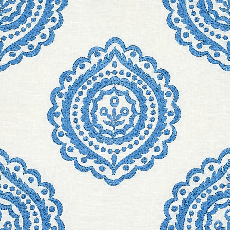 Tissu de broderie en lin Olana, Bleu