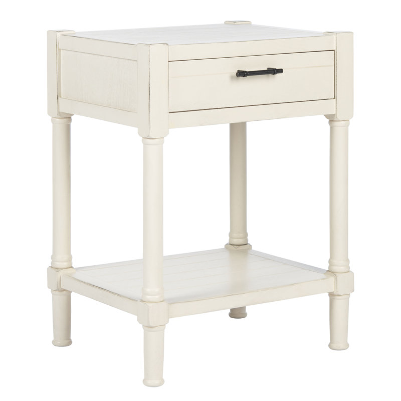 Theresa End Table with Storage, Distressed White