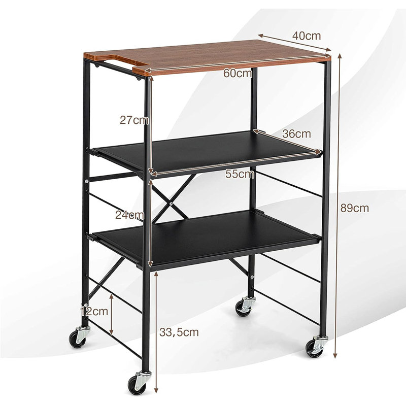 Thalassa 60cm W Metal Shelving Unit with Wheels